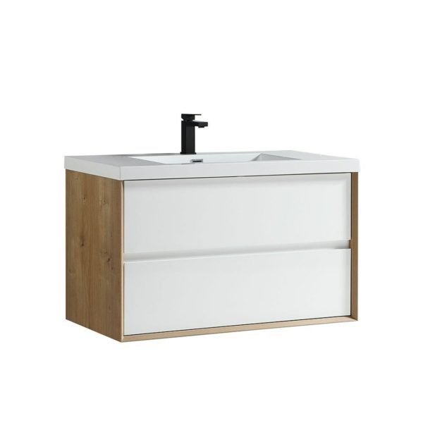 KEETCHEN Houston 42" Glossy White wall mounted vanity - Image 2