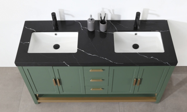 Karton Republic Winchester 60" Vanity in Forest Green with Black Countertop - Image 4