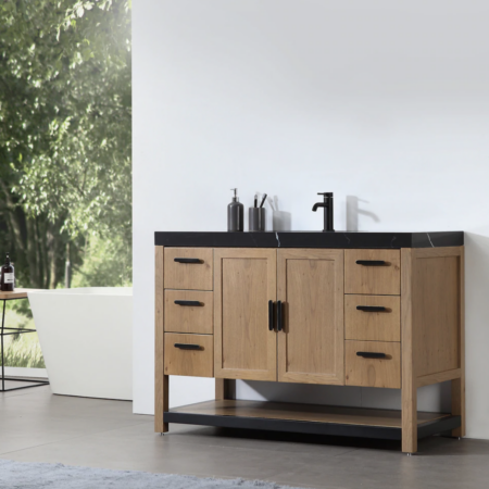 Karton Republic Winchester 48" Vanity in Pecan Oak with Black Countertop - Image 3