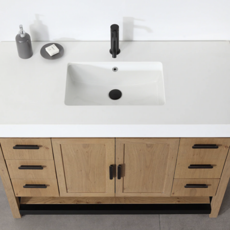 Karton Republic 48" Winchester Vanity in Pecan Oak with White Countertop - Image 2