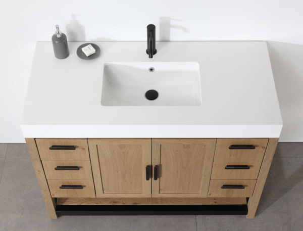 Karton Republic 48" Winchester Vanity in Pecan Oak with White Countertop - Image 2