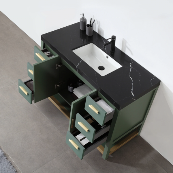 Karton Republic Winchester 48" Vanity in Forest Green with Black Countertop - Image 4