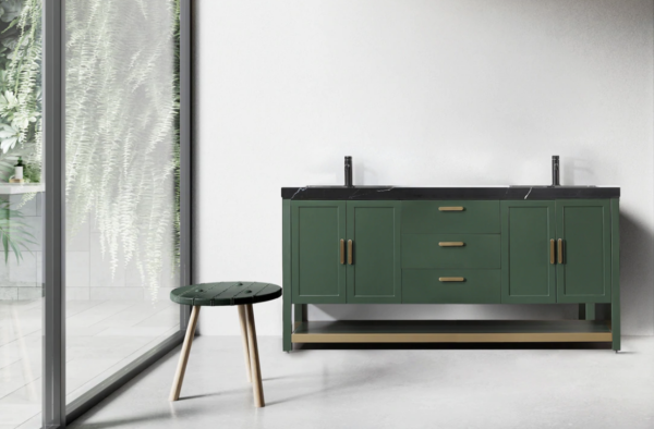 Karton Republic Winchester 72" Double Vanity in Forest Green with Black Countertop - Image 2