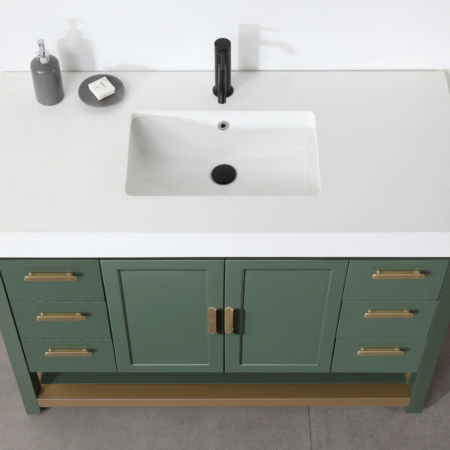 Karton Republic Winchester 48" Vanity in Forest Green with White Countertop - Image 3