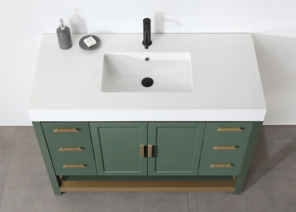 Karton Republic Winchester 48" Vanity in Forest Green with White Countertop - Image 3