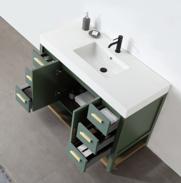 Karton Republic Winchester 48" Vanity in Forest Green with White Countertop - Image 4