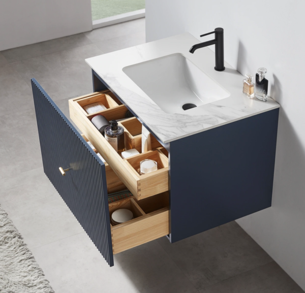 Karton Republic 30" Barcelona Floating Vanity in Dark Blue - Image 3