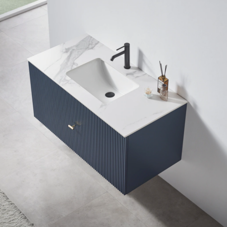 Karton Republic 42" Barcelona Floating Vanity in Dark Blue - Image 4