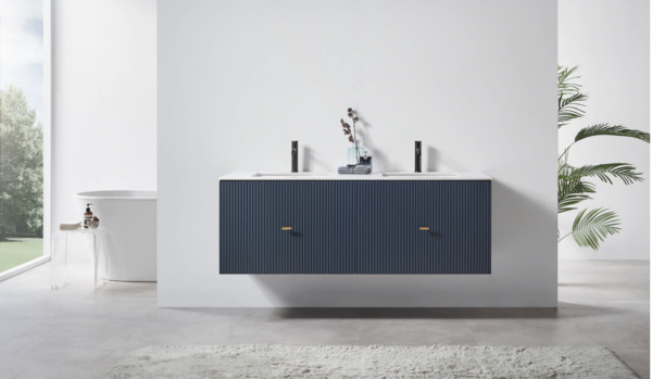 Karton Republic 60" Barcelona Double Floating Vanity in Dark Blue - Image 2