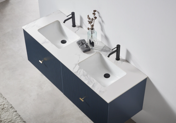 Karton Republic 60" Barcelona Double Floating Vanity in Dark Blue - Image 3