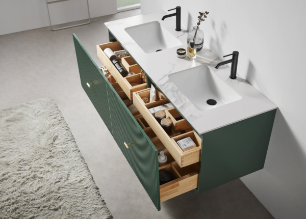 Karton Republic 60" Barcelona Double Floating Vanity in Forest Green - Image 3