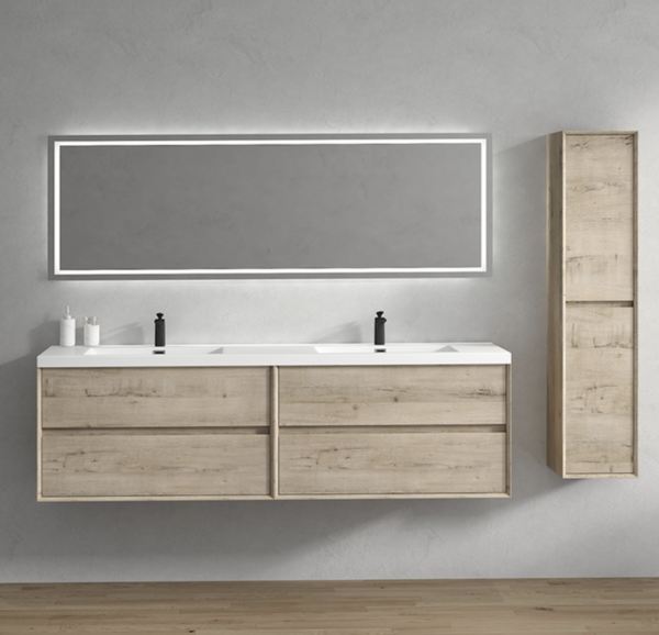 Keetchen Houston 84" Floating Double Vanity in Light White Oak - Image 2