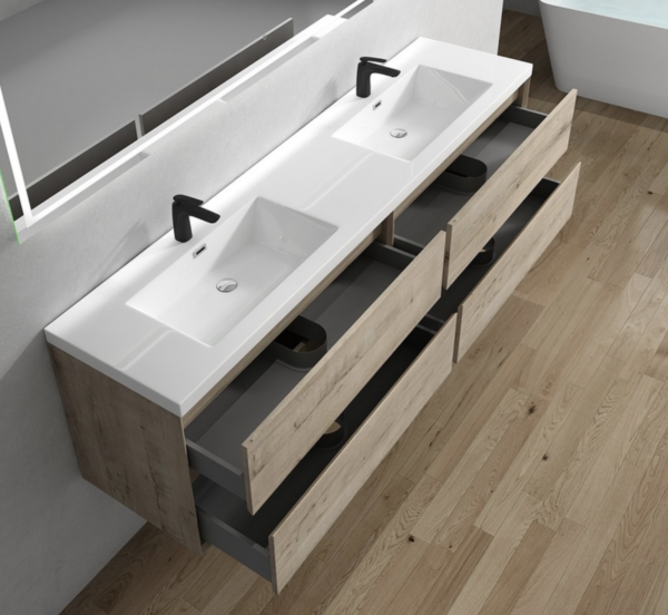 Keetchen Houston 84" Floating Double Vanity in Light White Oak - Image 3