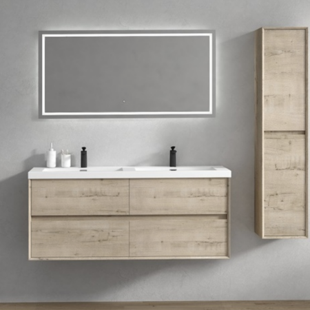 Keetchen 60" Houston Double Floating Vanity in Light White Oak - Image 2