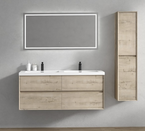 Keetchen 60" Houston Double Floating Vanity in Light White Oak - Image 2