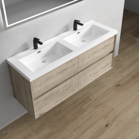 Keetchen 60" Houston Double Floating Vanity in Light White Oak - Image 3