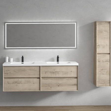 Keetchen 72" Houston Double Floating Vanity in Light White Oak - Image 2