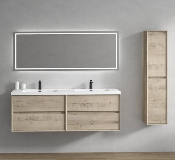 Keetchen 72" Houston Double Floating Vanity in Light White Oak - Image 2