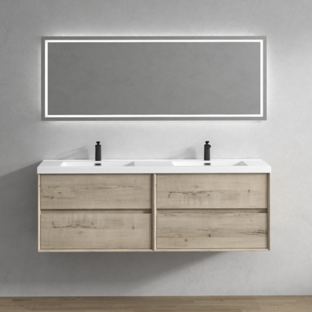 Keetchen 72" Houston Double Floating Vanity in Light White Oak - Image 4