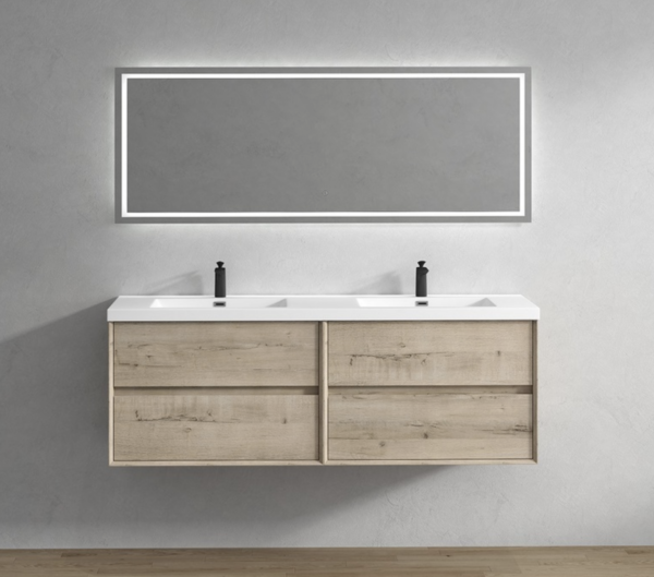 Keetchen 72" Houston Double Floating Vanity in Light White Oak - Image 4