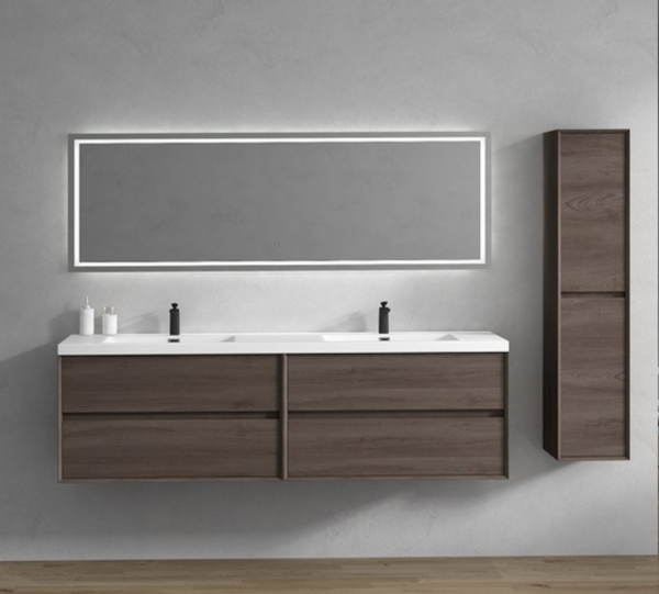 Keetchen Houston 84" Floating Double Vanity in Red Oak - Image 2