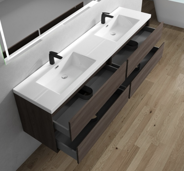 Keetchen Houston 84" Floating Double Vanity in Red Oak - Image 3