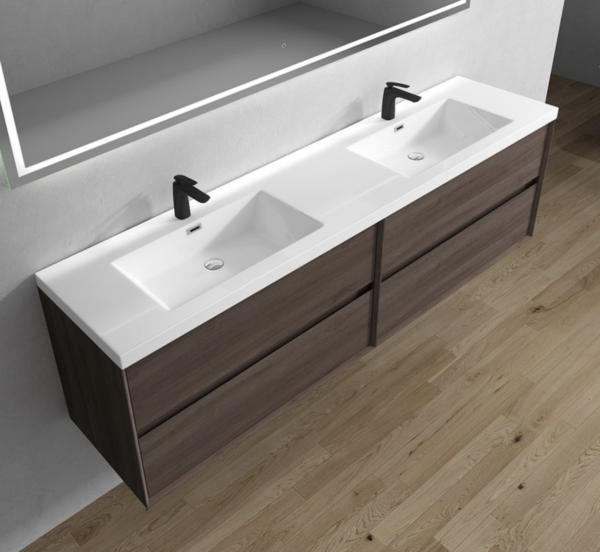 Keetchen Houston 84" Floating Double Vanity in Red Oak - Image 4