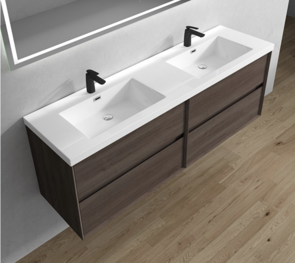 Keetchen 72" Houston Double Floating Vanity in Red Oak - Image 3