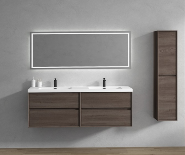 Keetchen 72" Houston Double Floating Vanity in Red Oak - Image 2