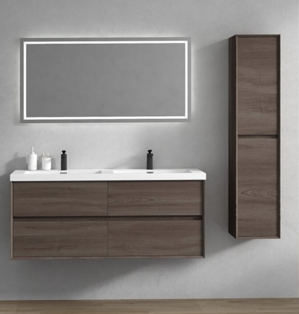 Keetchen 60" Houston Double Floating Vanity in Red Oak - Image 2