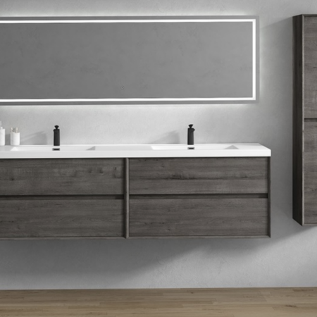 Keetchen Houston 84" Floating Double Vanity in Smoke Oak - Image 2
