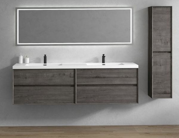 Keetchen Houston 84" Floating Double Vanity in Smoke Oak - Image 2