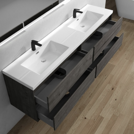 Keetchen Houston 84" Floating Double Vanity in Smoke Oak - Image 3