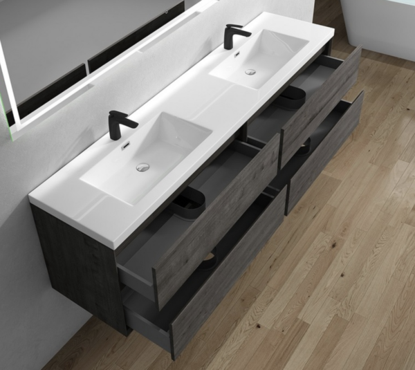 Keetchen Houston 84" Floating Double Vanity in Smoke Oak - Image 3