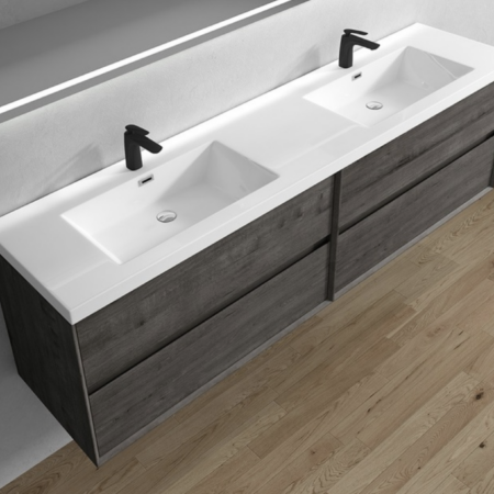 Keetchen Houston 84" Floating Double Vanity in Smoke Oak - Image 4