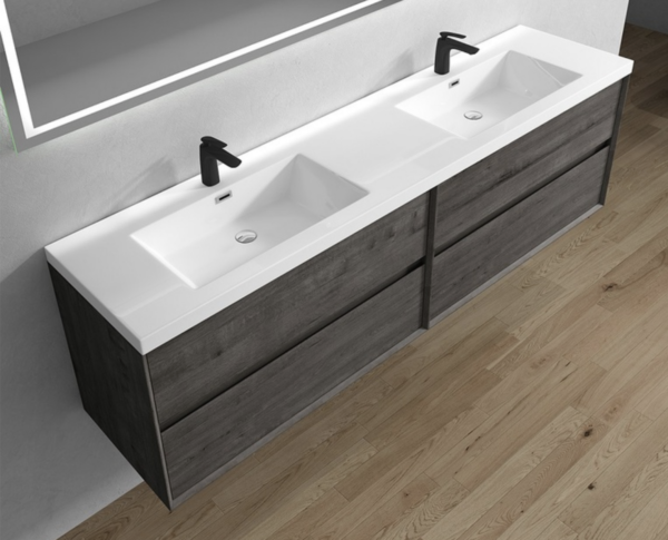 Keetchen Houston 84" Floating Double Vanity in Smoke Oak - Image 4