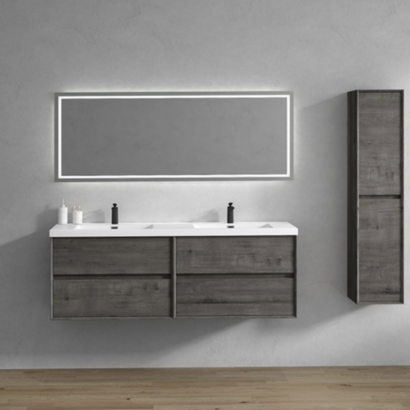 Keetchen 72" Houston Double Floating Vanity in Smoke Oak - Image 2