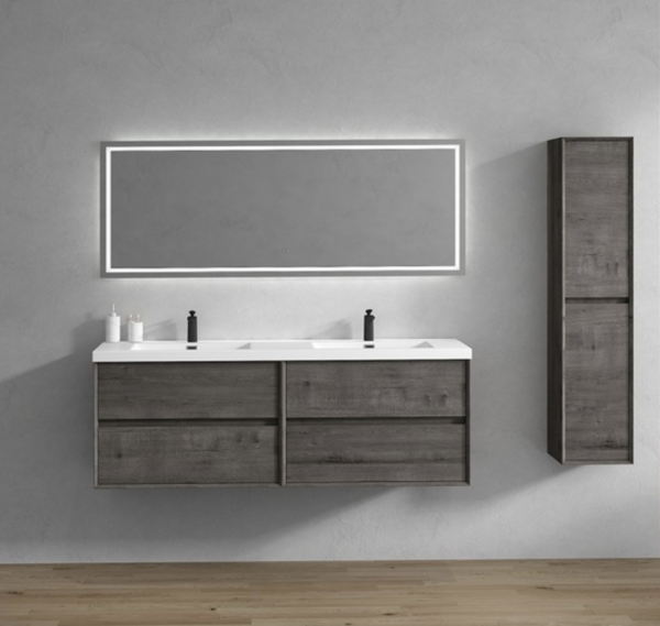 Keetchen 72" Houston Double Floating Vanity in Smoke Oak - Image 2