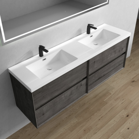 Keetchen 72" Houston Double Floating Vanity in Smoke Oak - Image 3