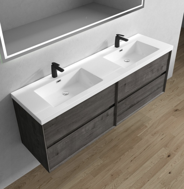 Keetchen 72" Houston Double Floating Vanity in Smoke Oak - Image 3