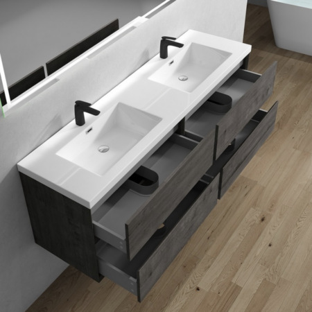 Keetchen 72" Houston Double Floating Vanity in Smoke Oak - Image 4