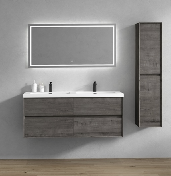 Keetchen 60" Houston Double Floating Vanity in Smoke Oak - Image 2