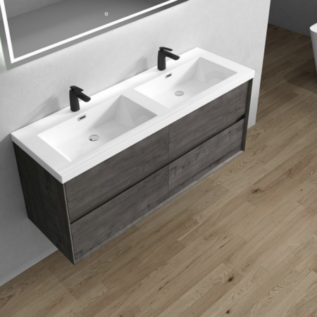 Keetchen 60" Houston Double Floating Vanity in Smoke Oak - Image 3