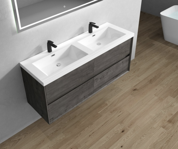 Keetchen 60" Houston Double Floating Vanity in Smoke Oak - Image 3