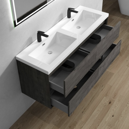 Keetchen 60" Houston Double Floating Vanity in Smoke Oak - Image 4