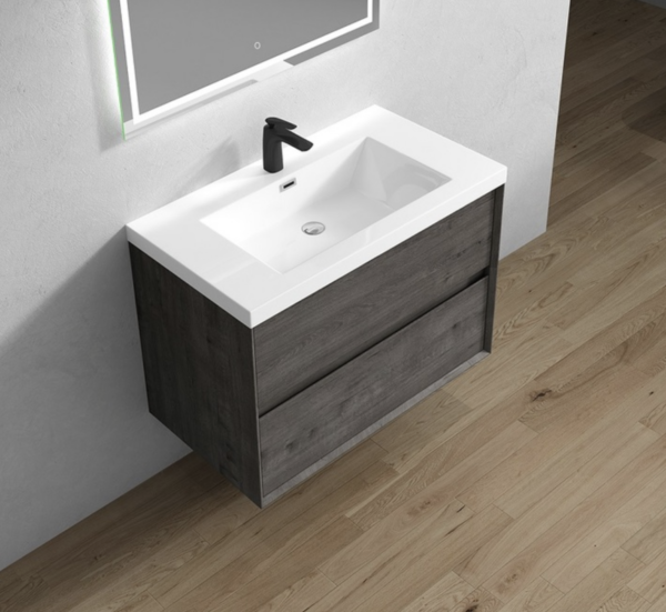 Keetchen 36" Houston Floating Vanity in Smoke Oak - Image 3