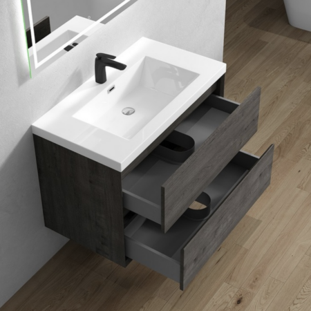 Keetchen 36" Houston Floating Vanity in Smoke Oak - Image 4