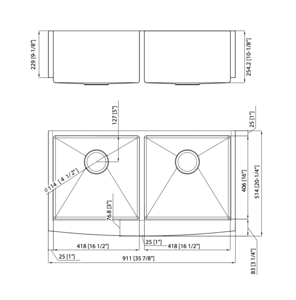 Keetchen 36" Stainless Steel Double Bowl Farmhouse Kitchen Sink - Image 2