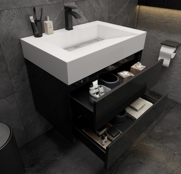 KEETCHEN Dallas 30" Floating Vanity in Gloss Black - Image 4