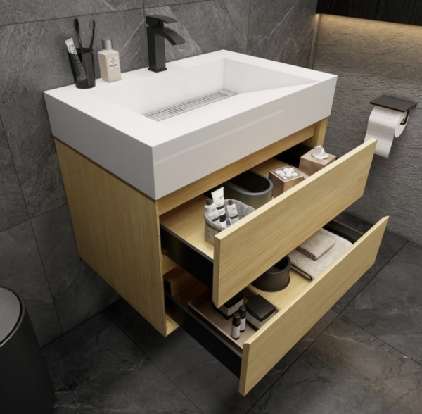 KEETCHEN Dallas 30" Floating Vanity in Teak Oak - Image 3